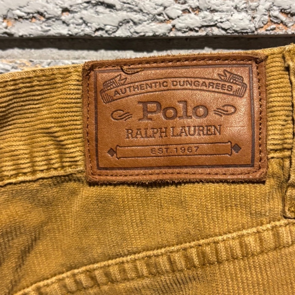 Polo Ralph Lauren Mens Corduroy Pants 34x32 Mustard Tan Straight Leg Dungarees - Picture 6 of 10